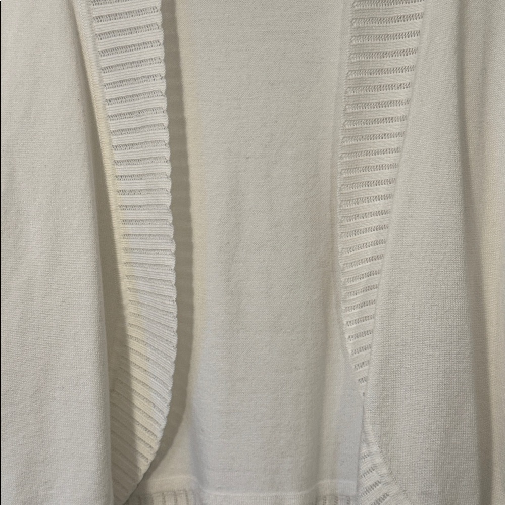 Cable & Guage white 3/4 sleeve open-front cropped cardigan shrug sweater Large - Picture 4 of 8